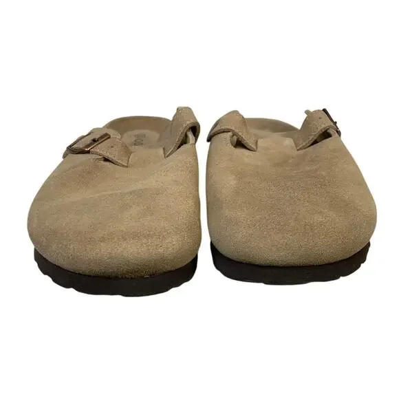 Odoly Womens Size 10 Brown Suede Clogs Sandals Closed Round Toe Slip On Shoes - Picture 7 of 8